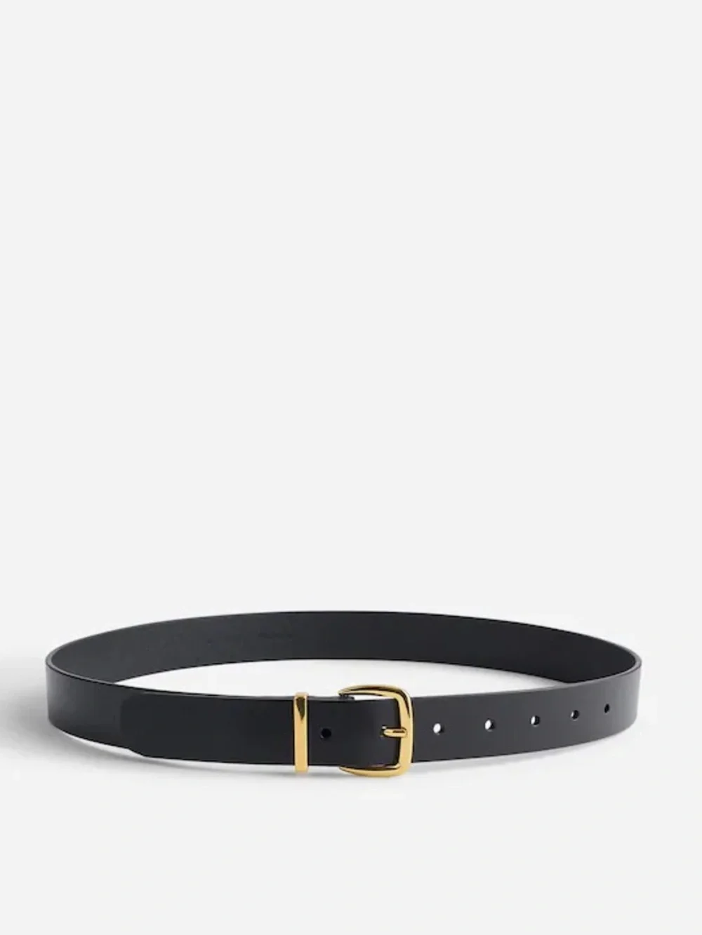 Madewell Women’s The Essential Leather Belt Black with Gold Buckle Size Large